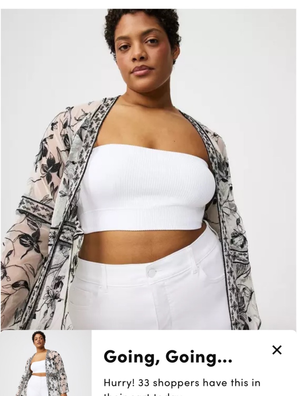 Torrid Embroidered Lace Mesh Kimono White & Black Sasha Floral Lingerie - Picture 5 of 16